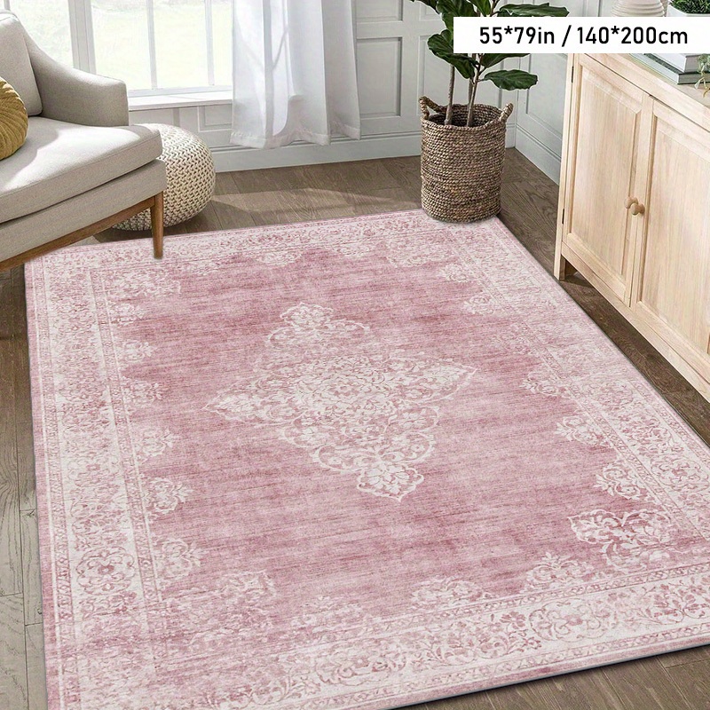TEMU Velours + Peluche à 1pc Tapis Motif Vintage Traditionnel, Adapté pour Salon, Chambre, Bureau, Jardin, Balcon, , Café, Lavable en Machine