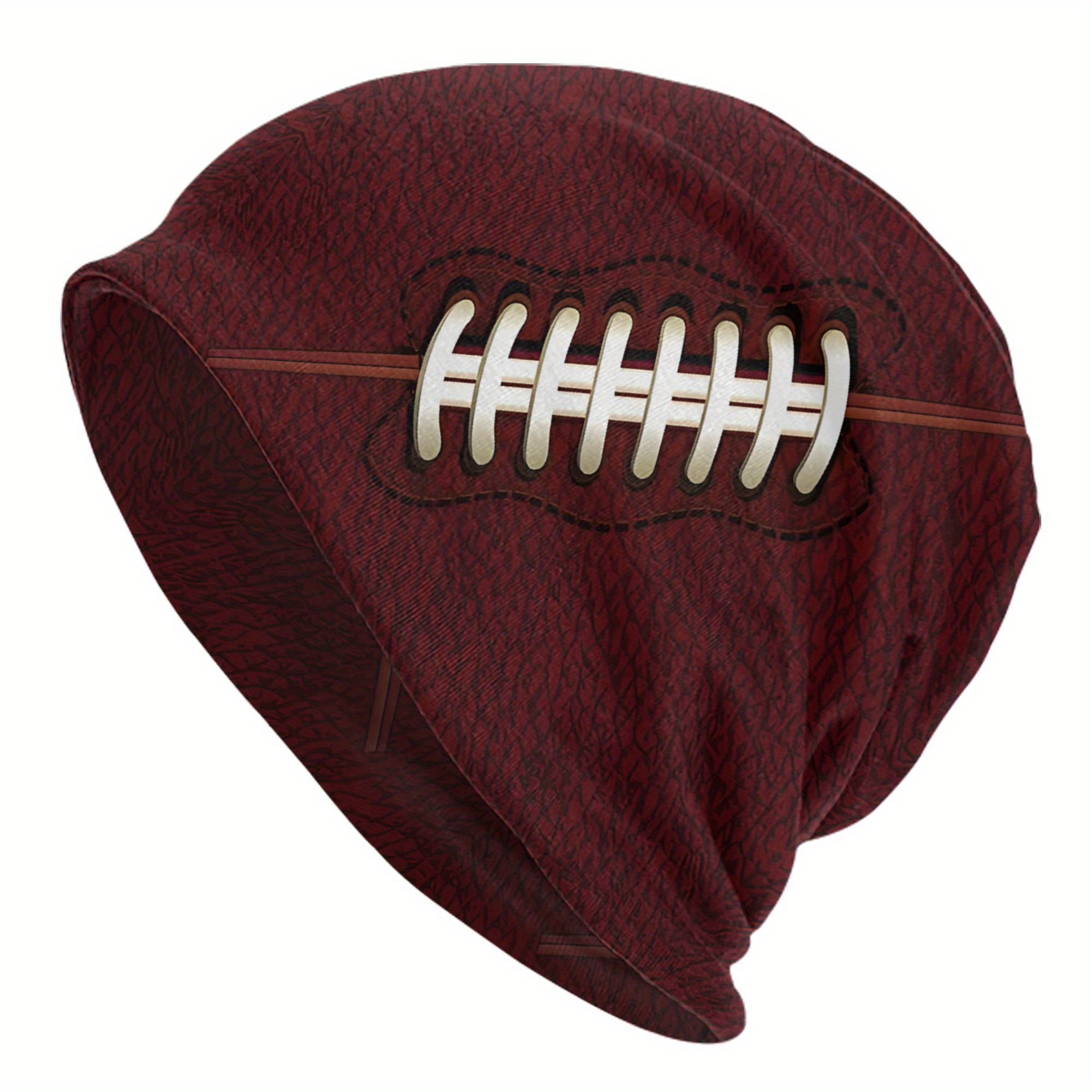 Image of Men' Knit Skull Cap With Ball Top - Novelty Fan, Comfortable Bonnet For Casual Wear & Game Day Outfits