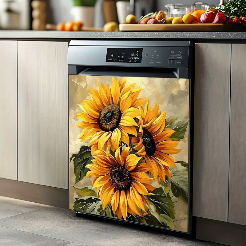 TEMU 2d Flat Sunflower Stickers, Very Suitable For Dishwashers, Washing Machines, Refrigerators, Cabinets, Room Doors, Bedrooms, Kitchens, Offices,