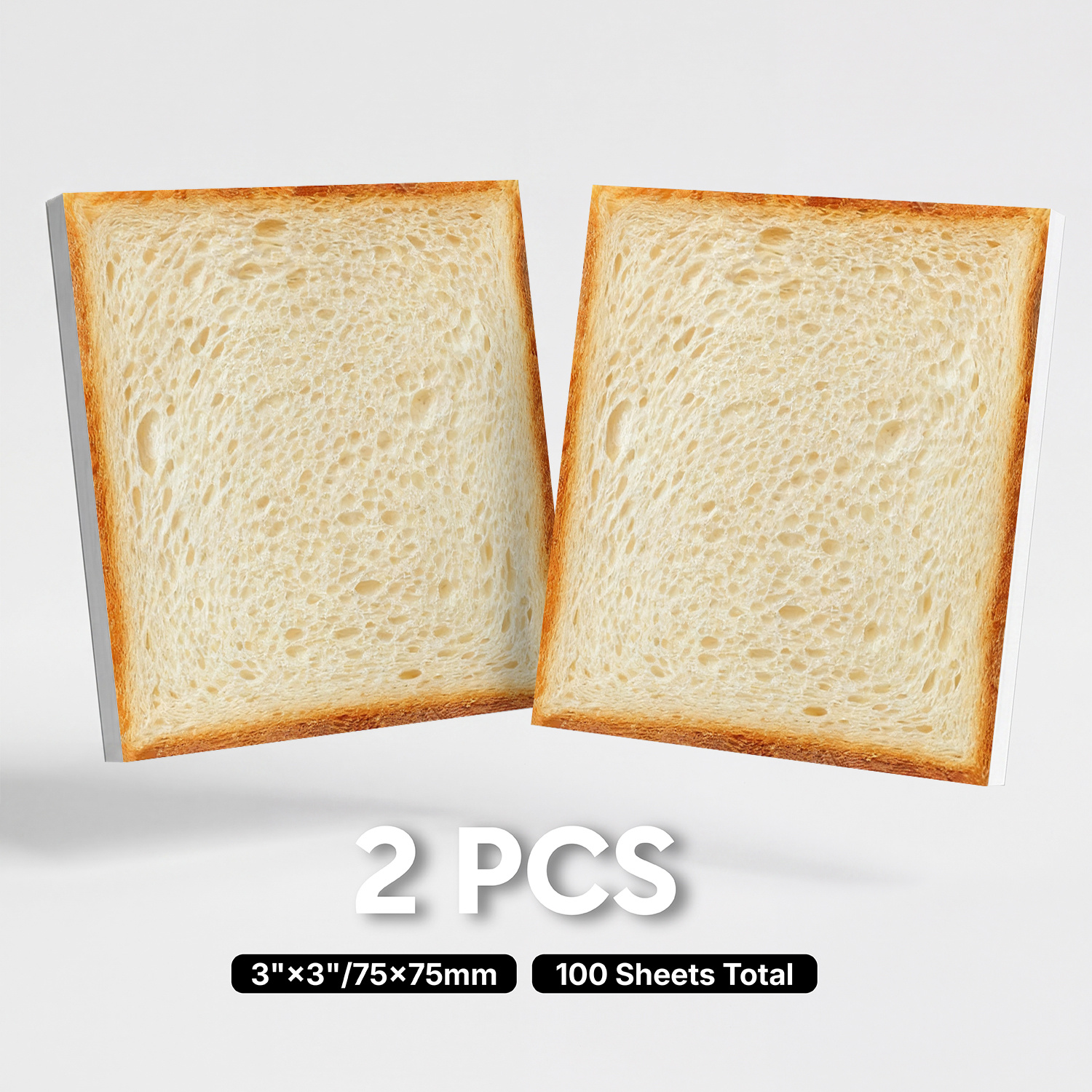 TEMU 2pcs Bread Sticky Notes, Toast Food Theme Self-adhesive Memo Pads, 100 Sheets Total, Funny Kawaii Notepad, Removable Adhesive Notes For Planner,