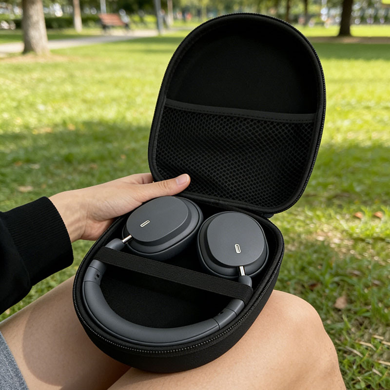 TEMU 1 pz Borsa porta cuffie multifunzionale di grandi dimensioni, antishock e resistente alla pressione, scatola per cuffie, borsa per accessori per