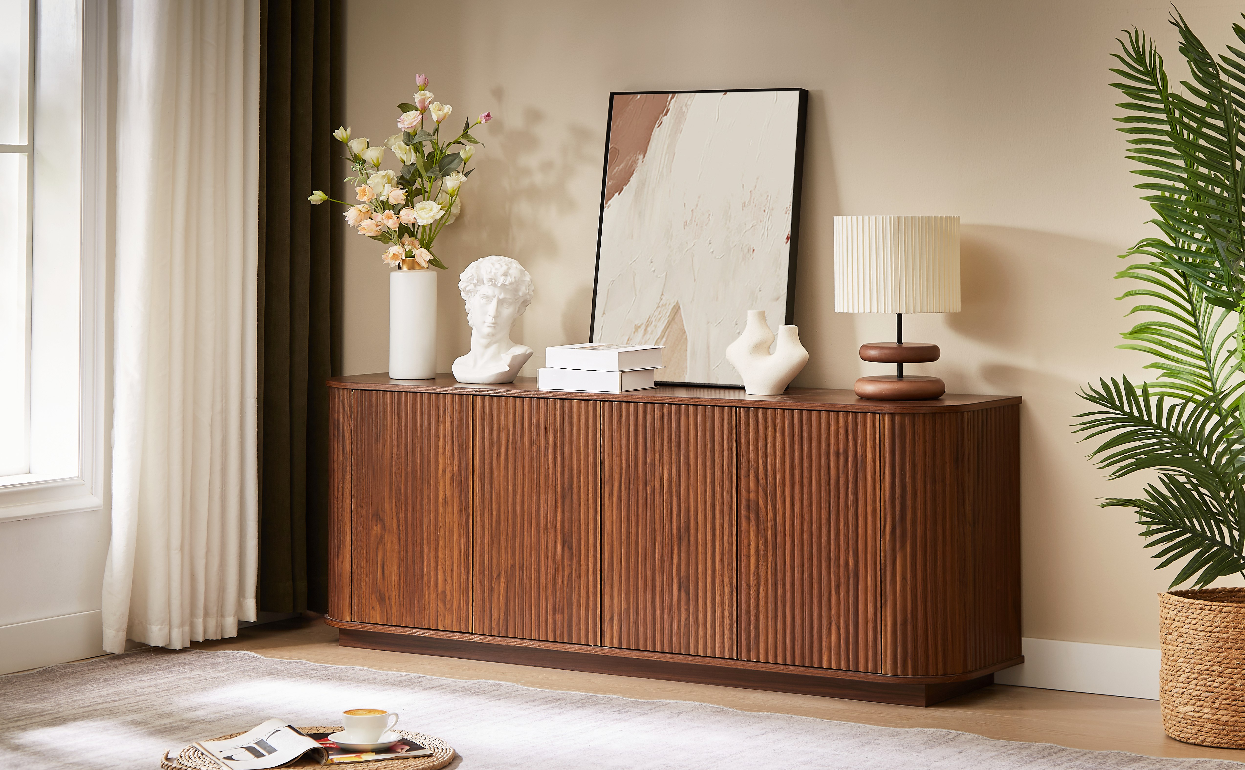 Modern Geometric 4-Door Sideboard 13 Modern Geometric Sideboard View