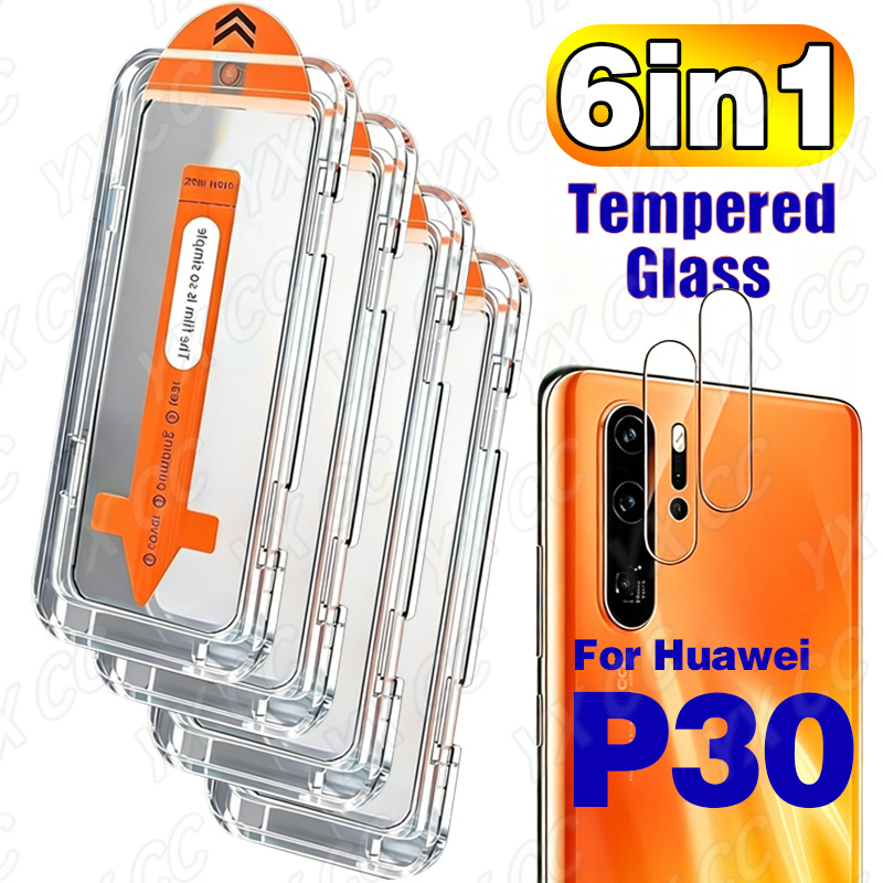 TEMU [4+2] 4pcs High-definition Tempered Film And 2pcs Camera Lens Protective Film, Suitable For Huawei P30 Screen Protector, Protective Tempered