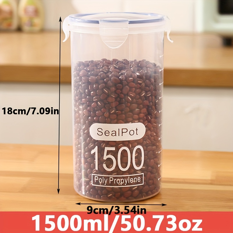 TEMU (4 Styles ) Large Capacity Sealed Food Storage Jars, Round Transparent Preserving Jars, Moisture-proof With Clip-on Lids, Reusable, Suitable For