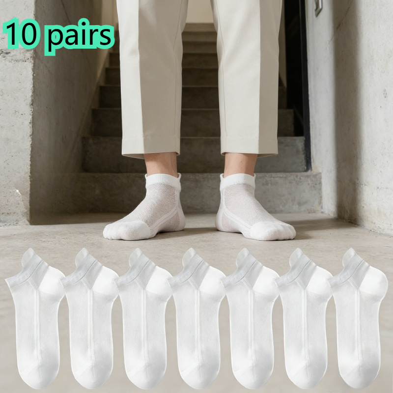 10 Pairs Pack Mesh Socks - Lightweight Solid Color Low-cut Socks Suitable For Training, Workout, Casual Attire, - Breathable Underwear (hand Wash Care)