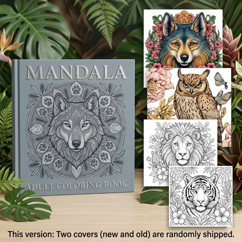 TEMU Livre de coloriage mandala pour adultes pour la détente, livre de peinture , cadeau créatif pour l' et la détente. En représentant des animaux,