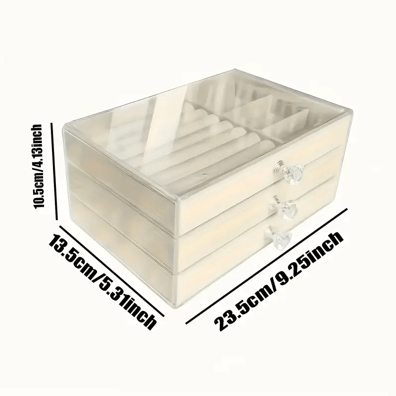   three layer flocked jewelry storage box fleece lining with acrylic display stand 3 drawers for organizing bracelets and rings exuding   Product details 6