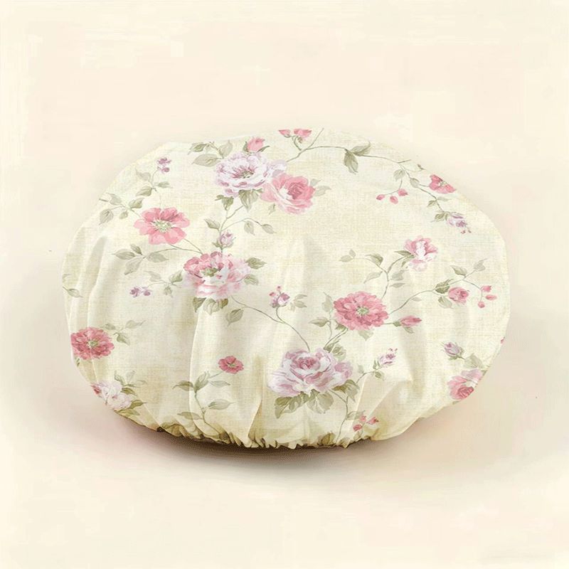TEMU 1pc Creamy Scattered Floral Print Shower , Gentle Pastoral Moisture-proof , Reusable Home Shower Hair Cover