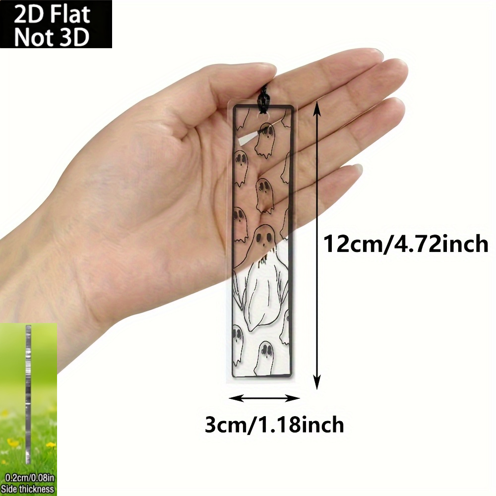 TEMU 1pc Transparent Acrylic Bookmark With Black Tassel - Suitable For Book Lovers, Prank Prop For Spooky Gifts, Office & Desk Decoration, -free