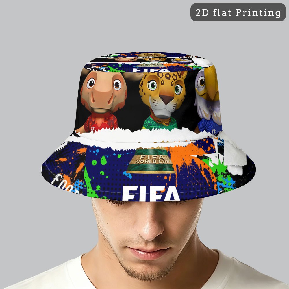 1pc FIFA World Cup Mascot Fisherman'S Hat - Selected Soft Fabric Bucket Hat, All-Over Print Design, More Comfortable to Wear, High-Quality And Durable