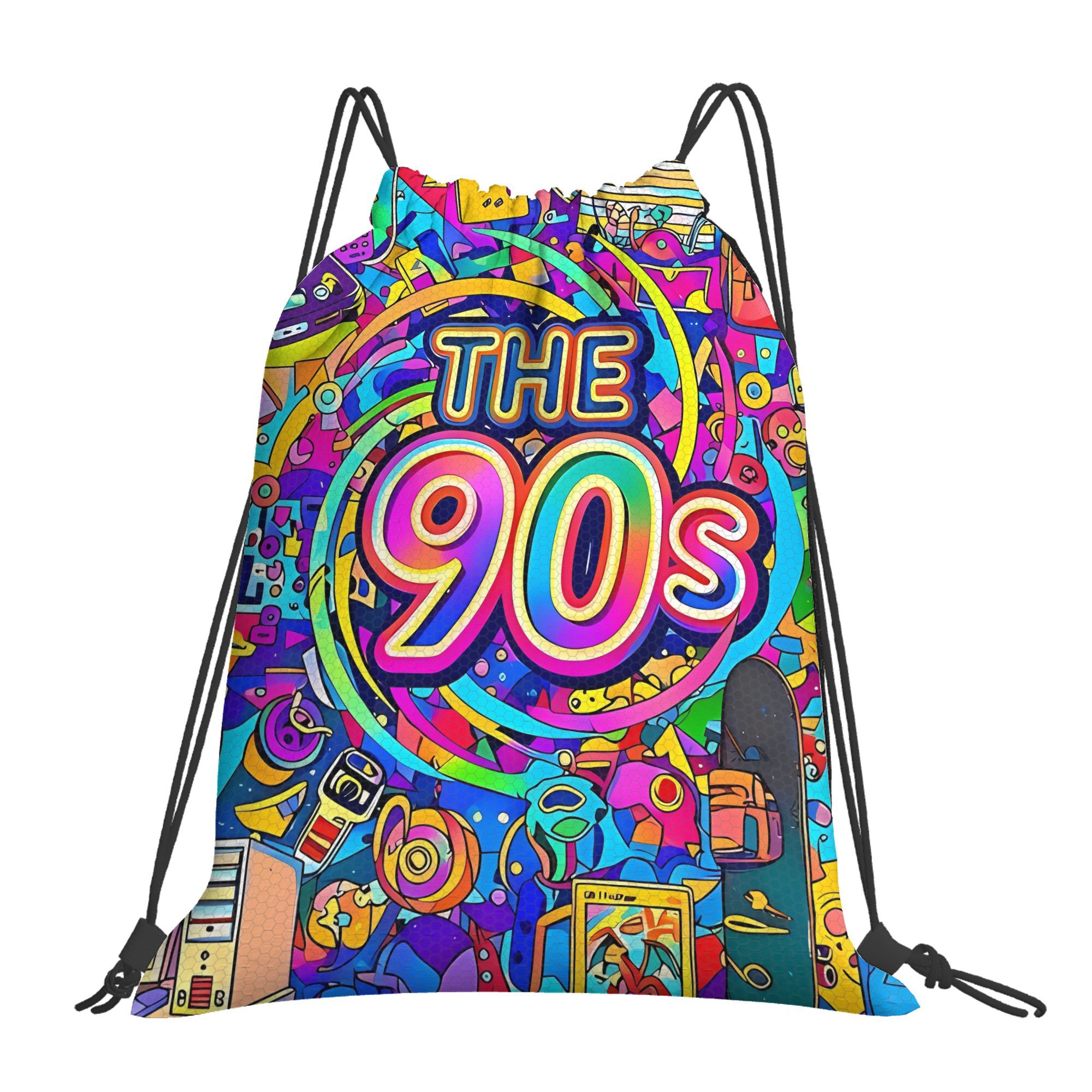 TEMU 1pc Mochila de Almacenamiento con Cordón y Estampado de Ilustración Pop Colorida de para Hombre, Mujer, Adolescente, Bolso de Viaje