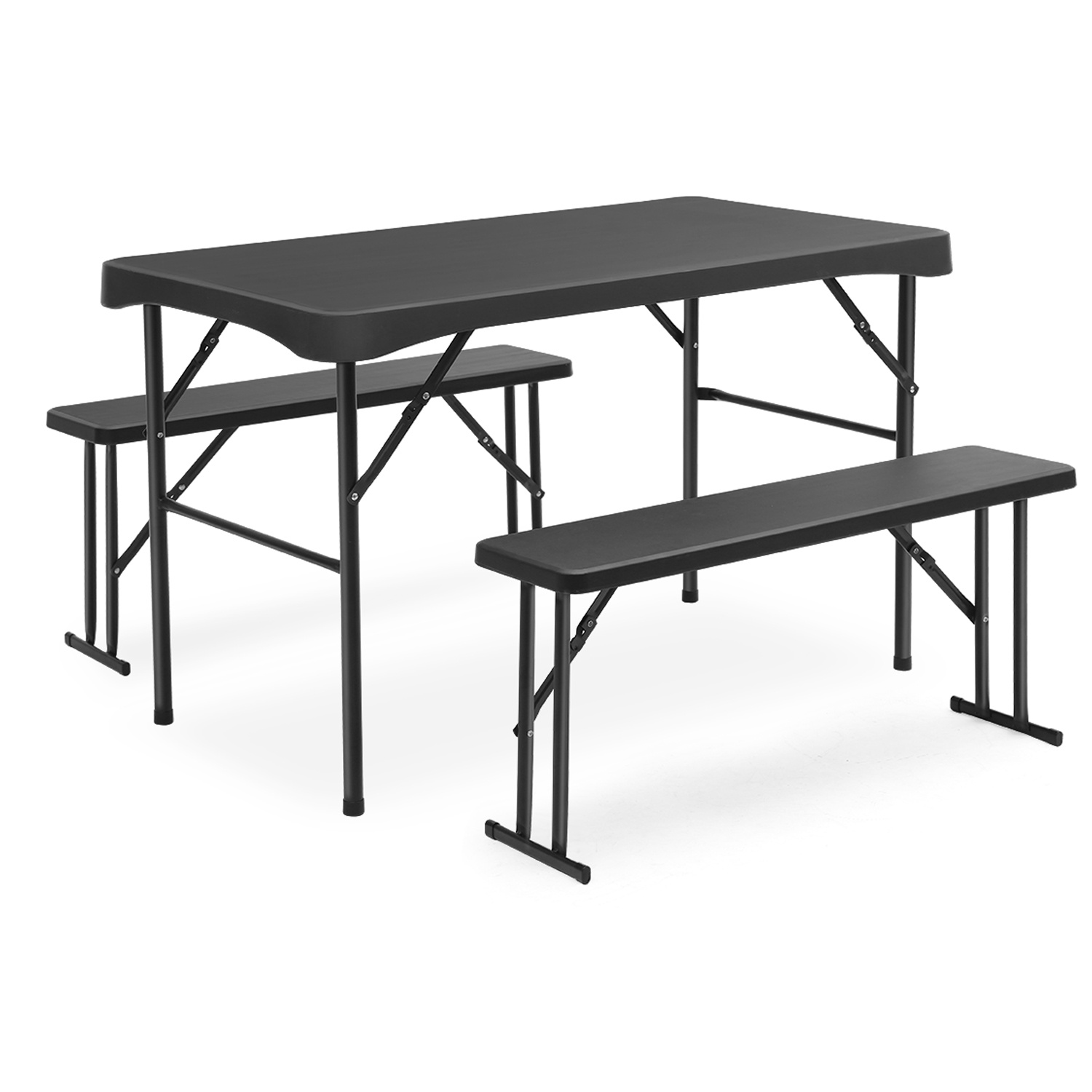 Image of Foldable Bier Table Set 113 X 61cm - Plastic Garden Table & Bench Set For 4 - Ideal As Festival Seating For Garden, Balcony & Camping - Beer Table Set With 2 Benches, Easy To Clean