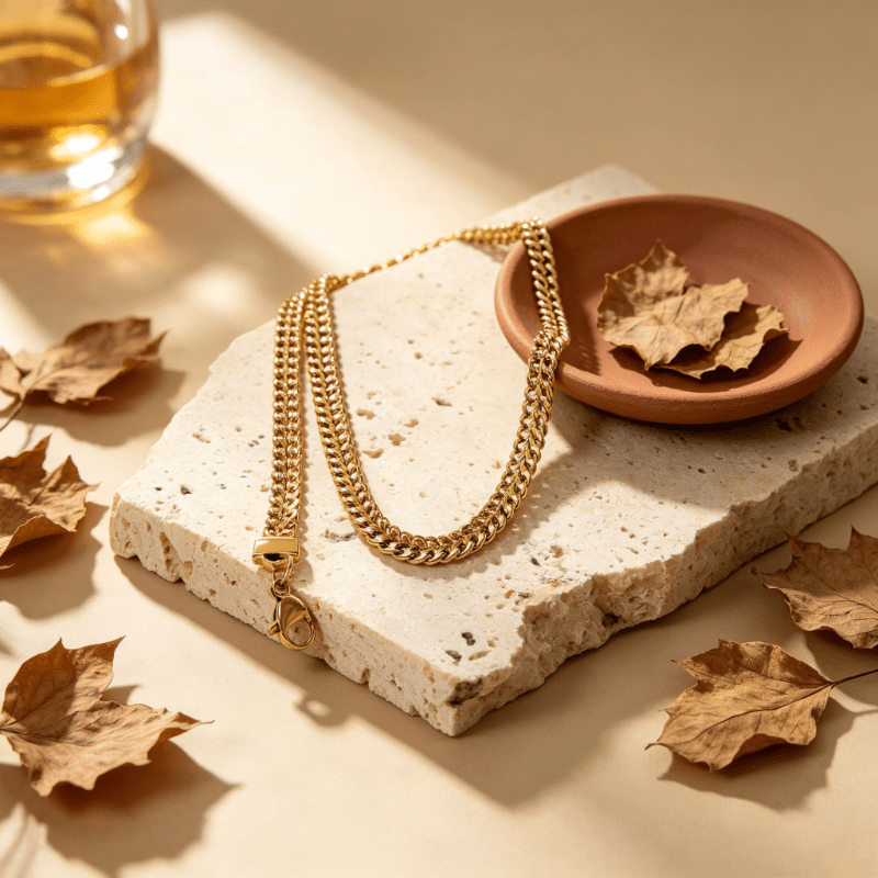 Exquisite Double-Tone Link Necklace, Unisex Cuban Chain