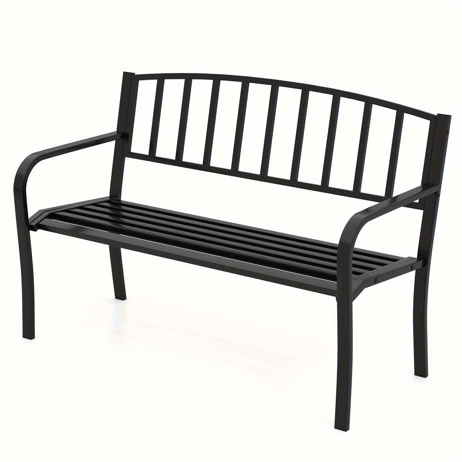 TEMU Costway Outdoor Bench 127cm Garden Bench With Slatted Backrest, Garden Bench Seat, Outdoor Storage Bench, Bench For Entryway, Outdoor Bench With