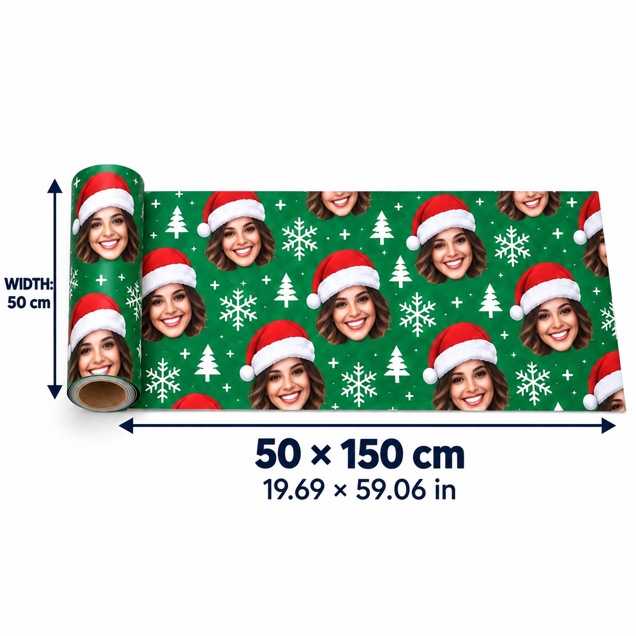 TEMU de Noël Personnalisé avec Visage, Emballage Cadeau Photo Personnalisé avec Bonnet de Père Noël, de Neige et , Vert, Rose, Noir, Jaune ou Bleu,