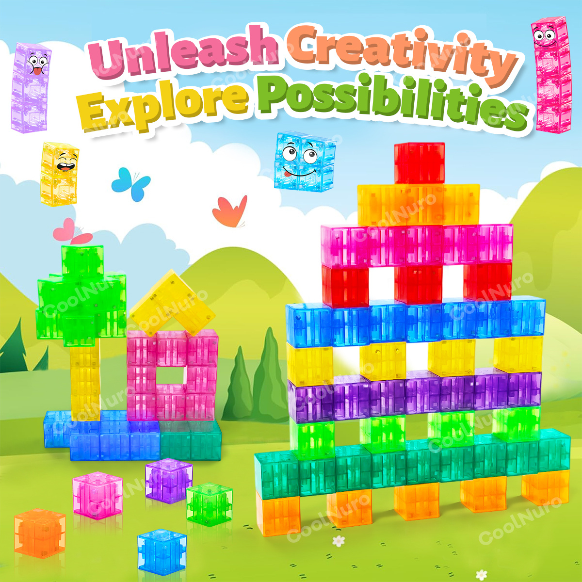 Magnetic Cubes 3D Puzzle Toy Set, 35pcs Gift for Kids