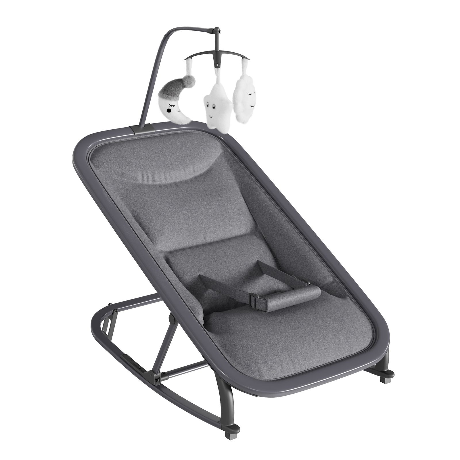 2-in-1 Collapsible Bouncer and Rocker Seat - Lightweight, Quiet, 3-Position Adjustable Cradle -No Assembly Needed, Portable Nursery Chair, Ideal for Showers