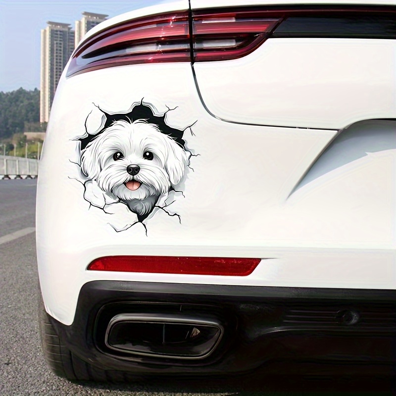 Cute White Puppy 2d Flat Sticker - Durable Pvc Self-adhesive Waterproof Decal, Suitable For Cars, Walls, Laptops, Trucks, Motorcycles, And Vehicle Scratch Covers