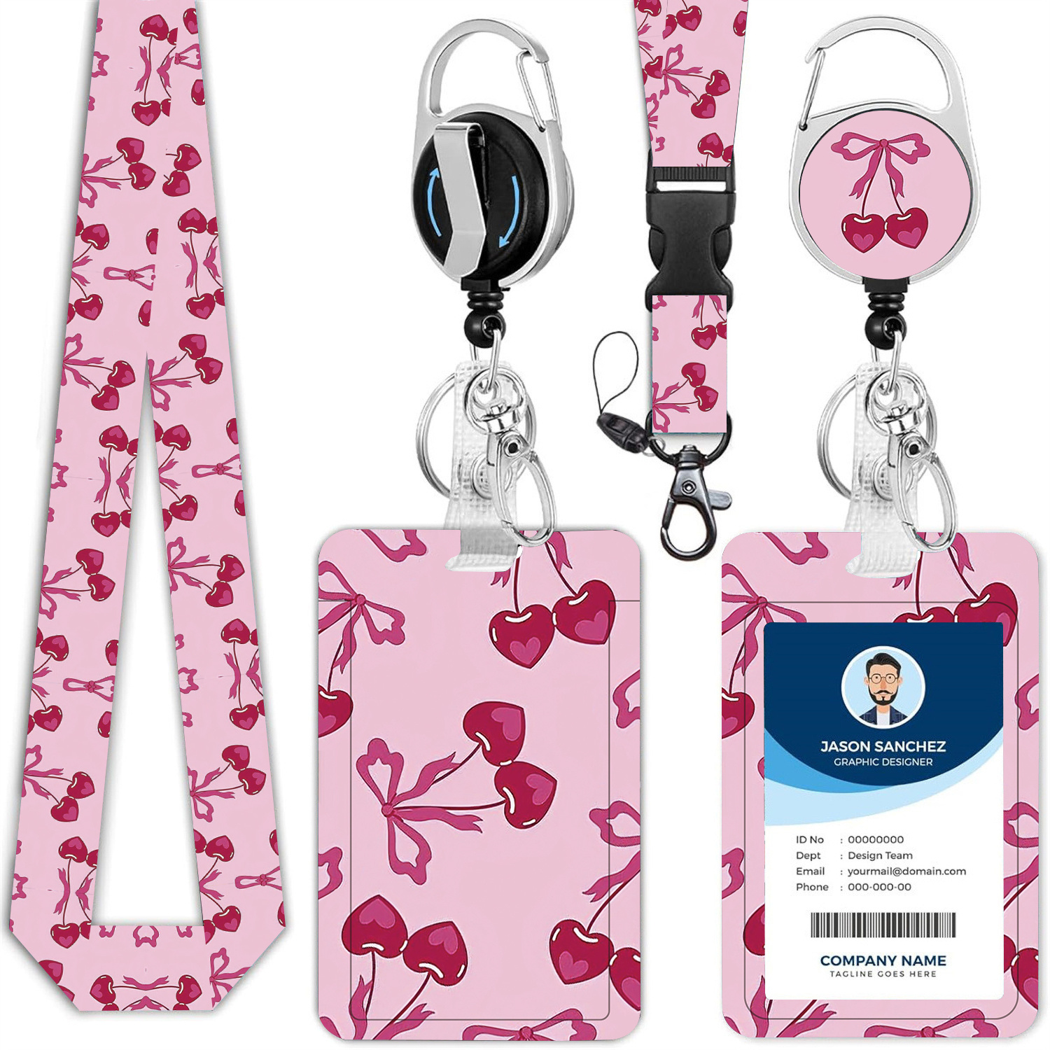 TEMU Ensemble d'identification personnalisé 2D avec cordon, comprenant un porte-badge rétractable, une clip réglable et une dragonne amovible, - pour