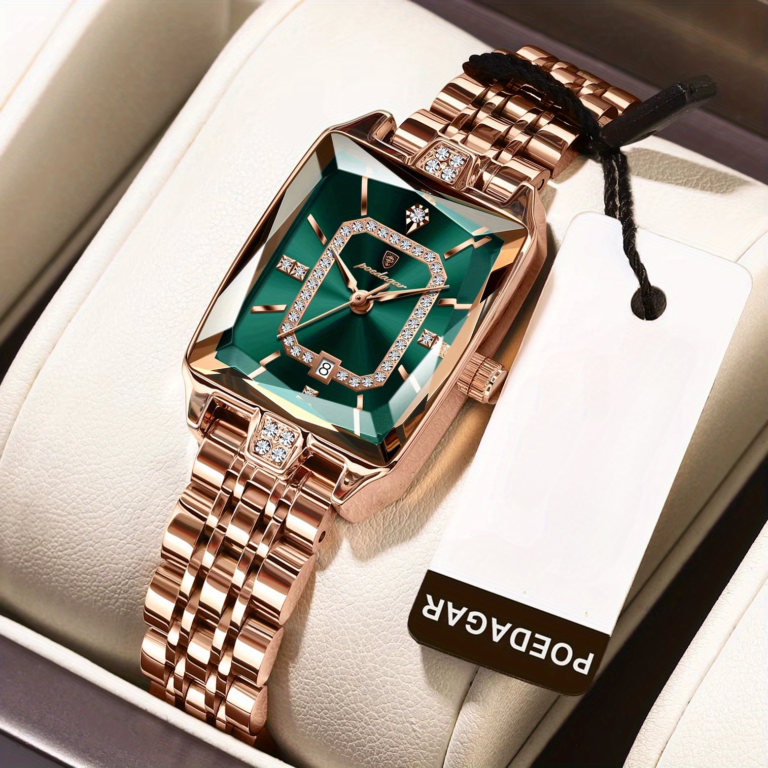 Rectangle Stainless Steel Quartz Women\'s Watch with Date Vintage Digital Watch Women - Clear Time Date Day Display  main image 3