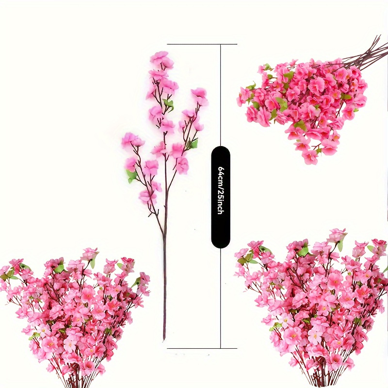 Image of 30 Artificial Cherry Stems - Realistic Flowers With Green Leaves, High-quality Plastic Flowers Suitable For Home Decoration, Weddings, And Floral Arrangements, For Indoor And Outdoor Use