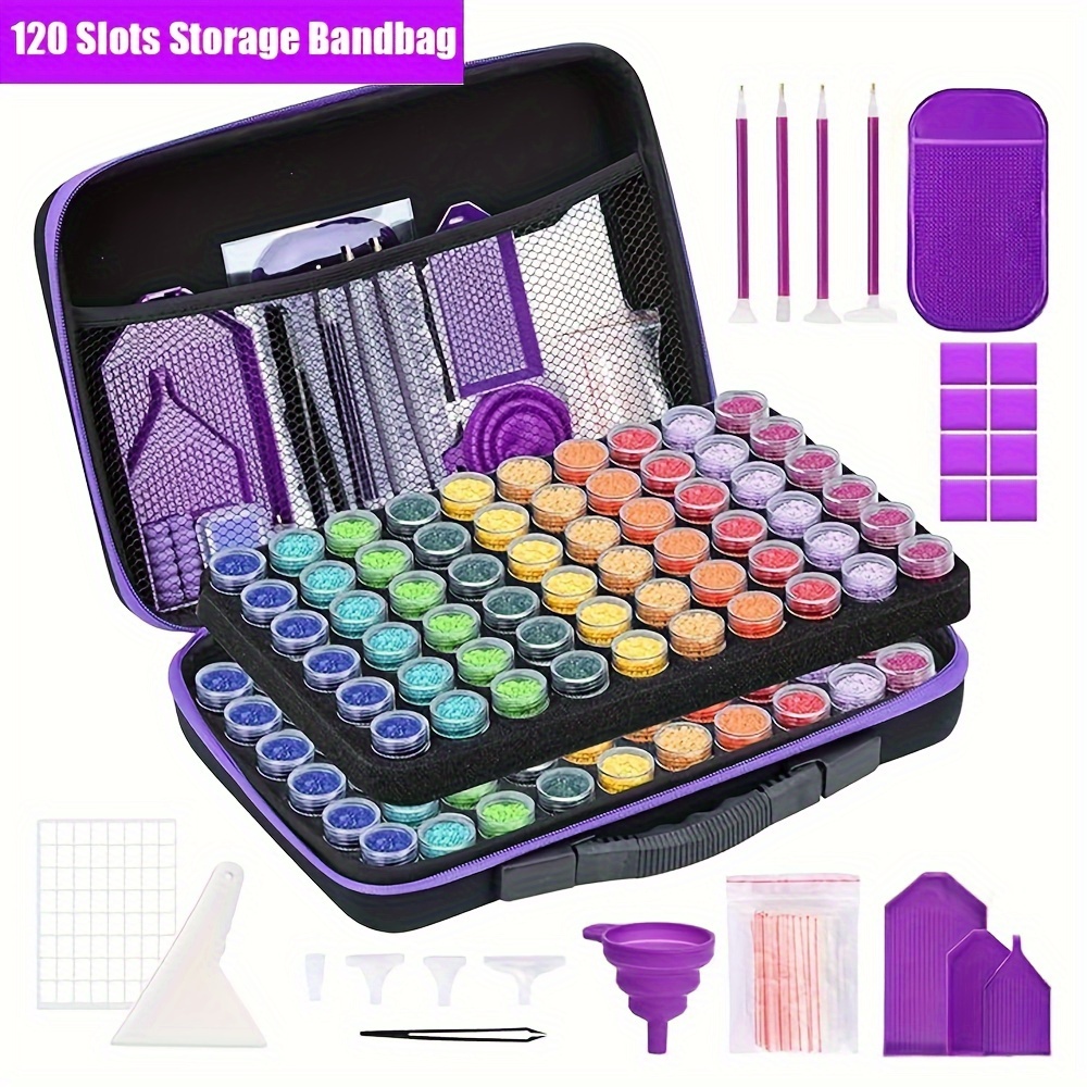 TEMU 30/120/ 240-slot Diamond Painting Storage Container | Organizer With Drawing Kit, Shockproof Plastic Can For Jewelry Beads, Suitable For Crafts,