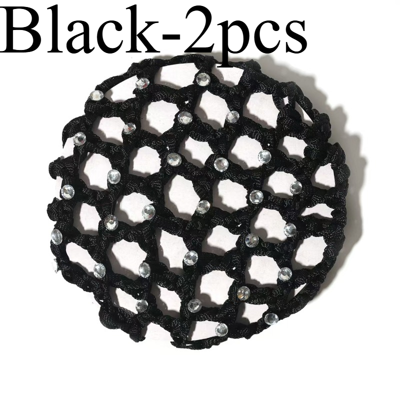 E-shop 2er-Pack Strass-Haarnetze für Haarstiele, Haarnetze zur Haarhilfe, Gymnastik, Kunst und Sport Tanz Haarnetze, Latin Dance Diamond Studded