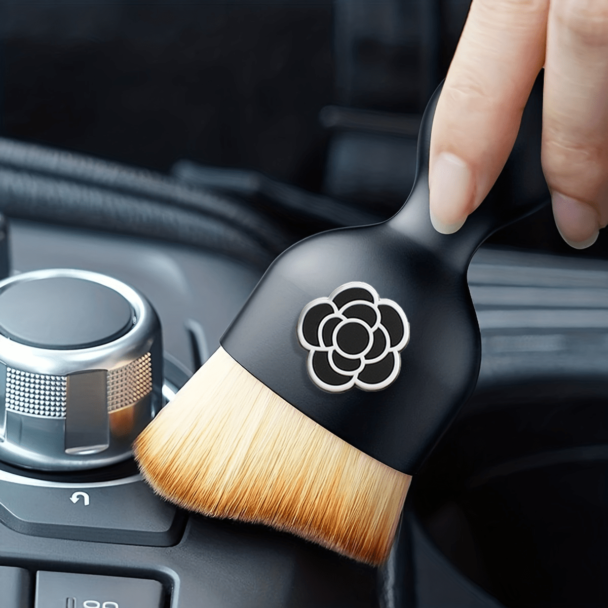item picture 1pc camellia car detailing brush ultra soft bristles for   multi purpose car interior dusting tool deep     reach areas essential car care accessory car cleaning accessories floral designed handle ergonomic handle