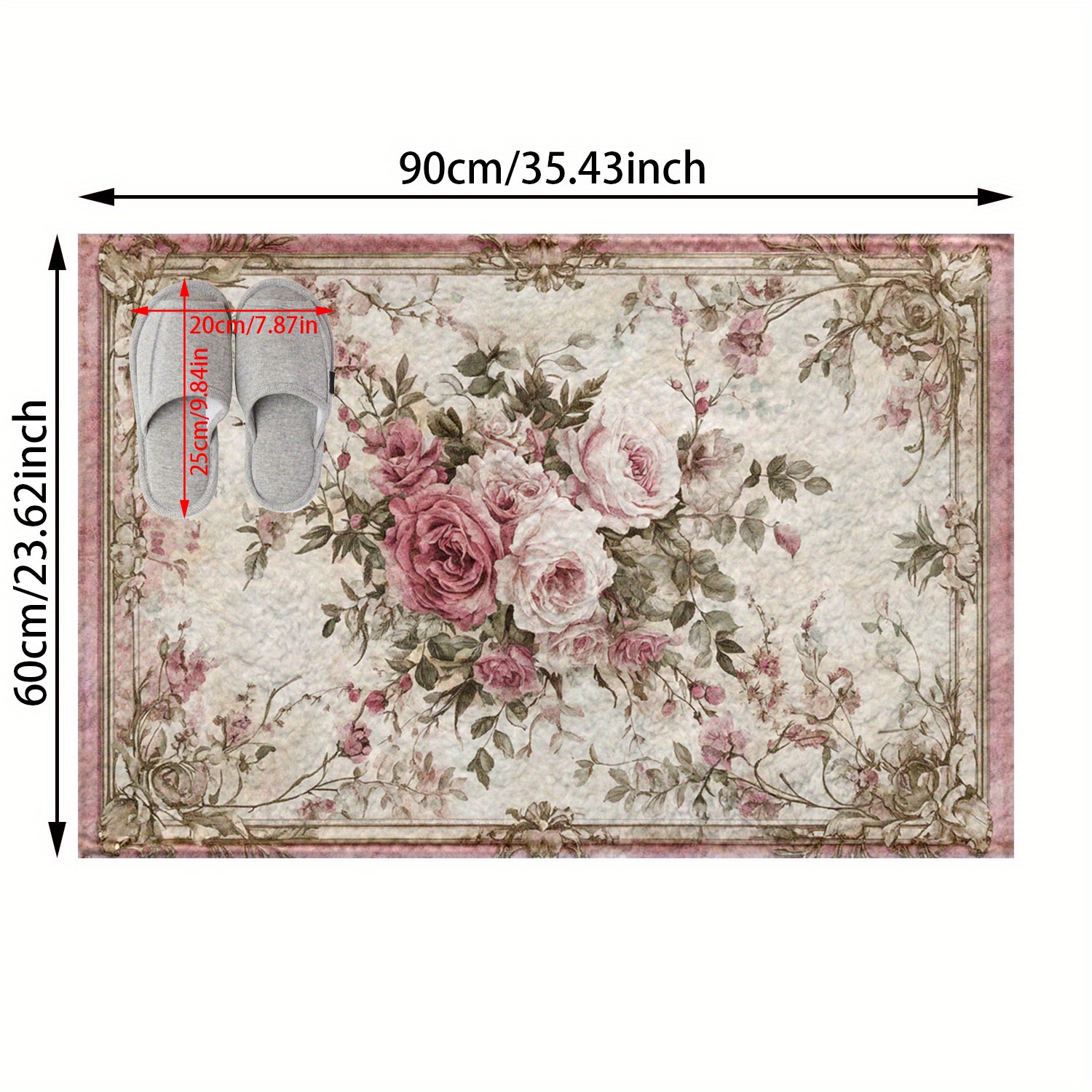 TEMU 1pz Tappetino antiscivolo per bagno stile bohemien con motivo , tappeto decorativo in cashmere, zerbino da bagno, decorazione quotidiana, regalo