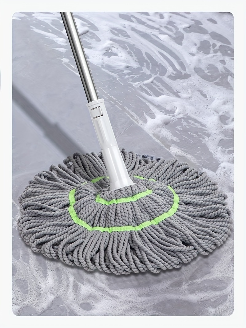 easy twist hands free mop with one hand twist wrinkle resistant design ergonomic handle no hand washing needed durable grey microfiber for kitchen bedroom living room floors versatile floor cleaner userfriendly cleaner textured cleaning cloth sturdy construction pet owners details 2