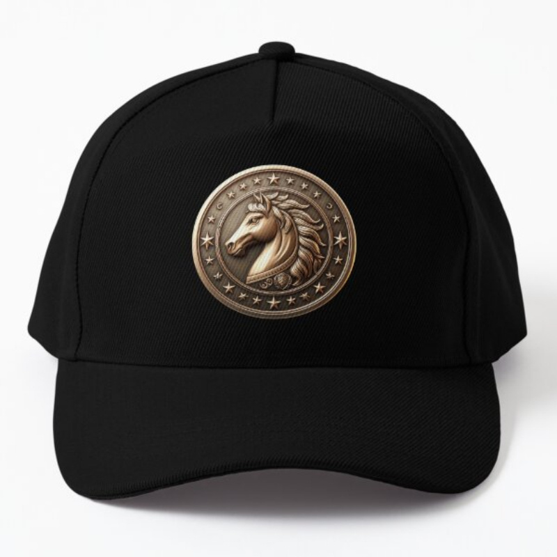 

Horse Emblem Polyester Baseball Cap, 100% Woven Polyester, Snapback Casual Summer Hat For Men