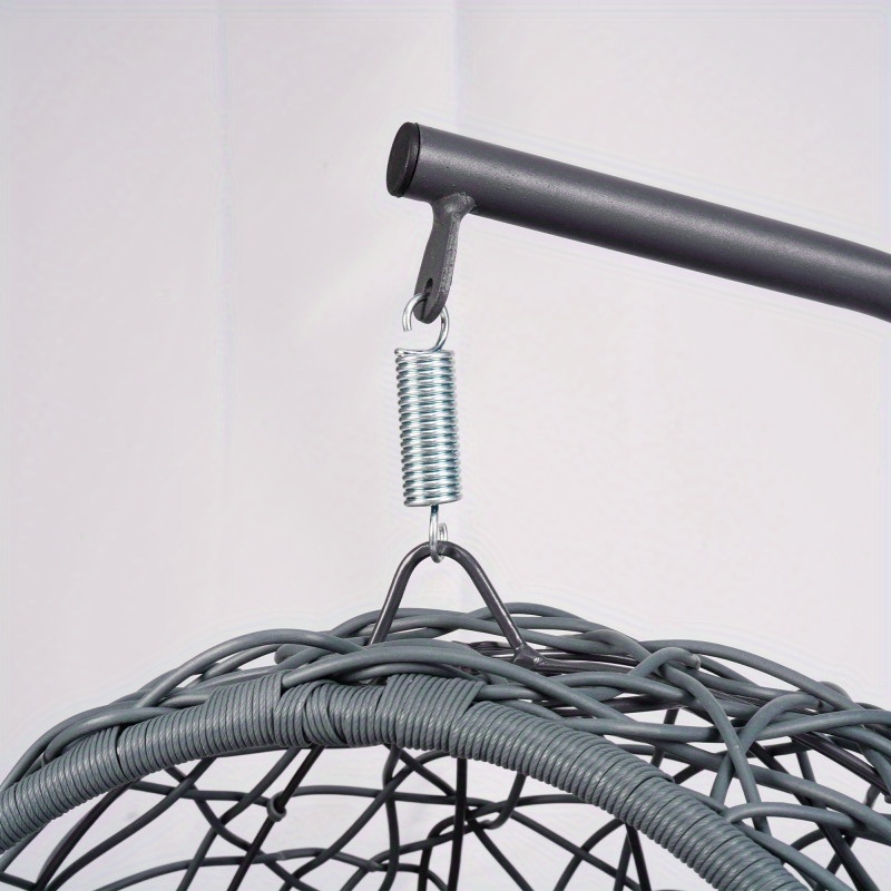 rattan wicker style cat swing bed with stand cushion indoor outdoor hanging egg chair for cats small dogs pets sturdy metal frame machine washable   design easy assembly black details 7