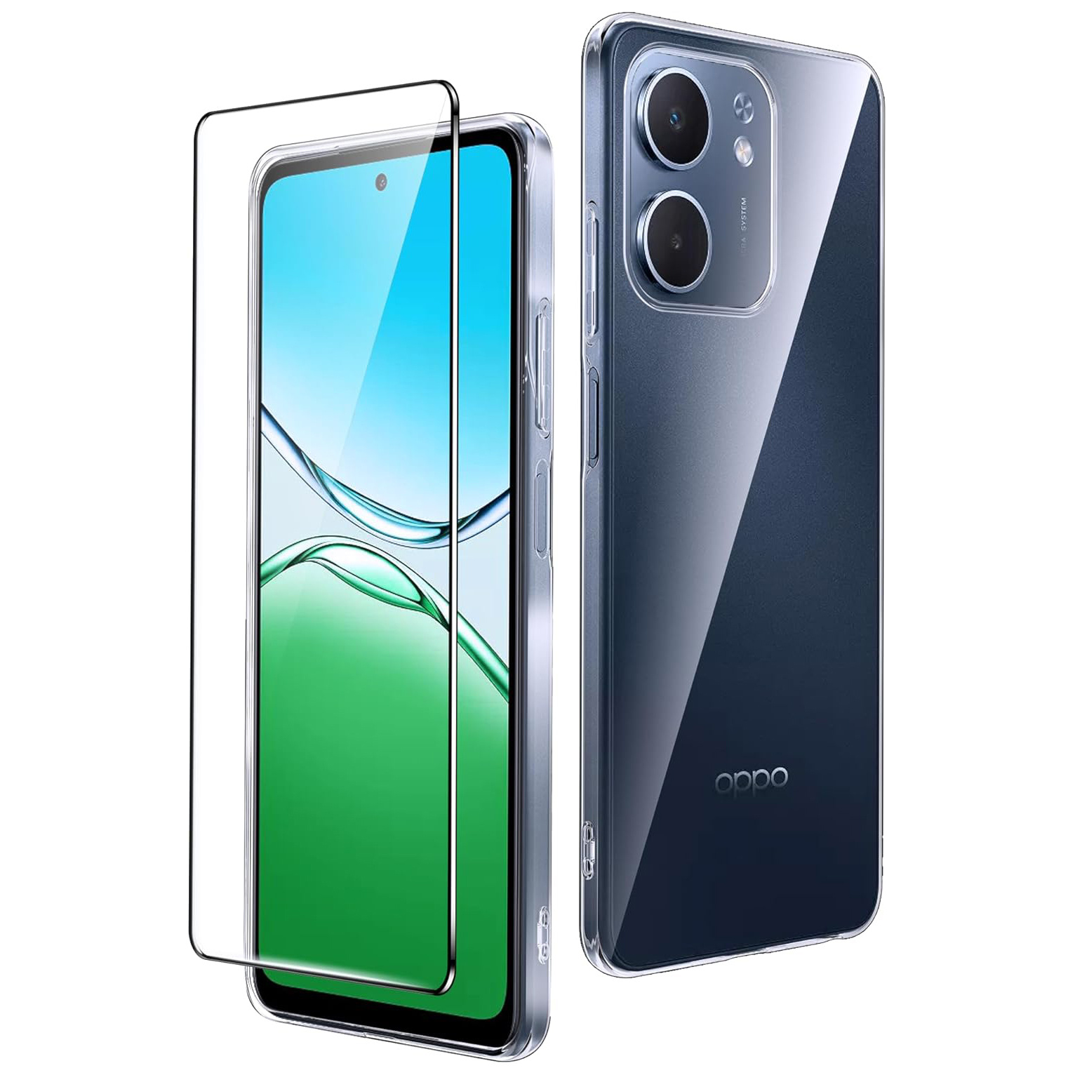 TEMU Phone Case - Protective Case For Oppo A5x 5g Including A Tempered Glass Screen Protector, Featuring A For A Transparent Phone Cover
