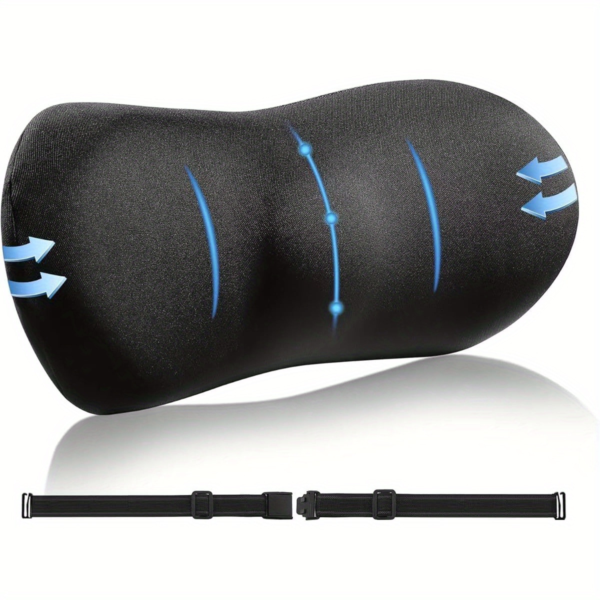 premium non slip lumbar support pillow with adjustable strap fade resistant   design for office chair car seat bed recliner black ergonomic pillow seat cushion modern pillow durable pillow Product details 2