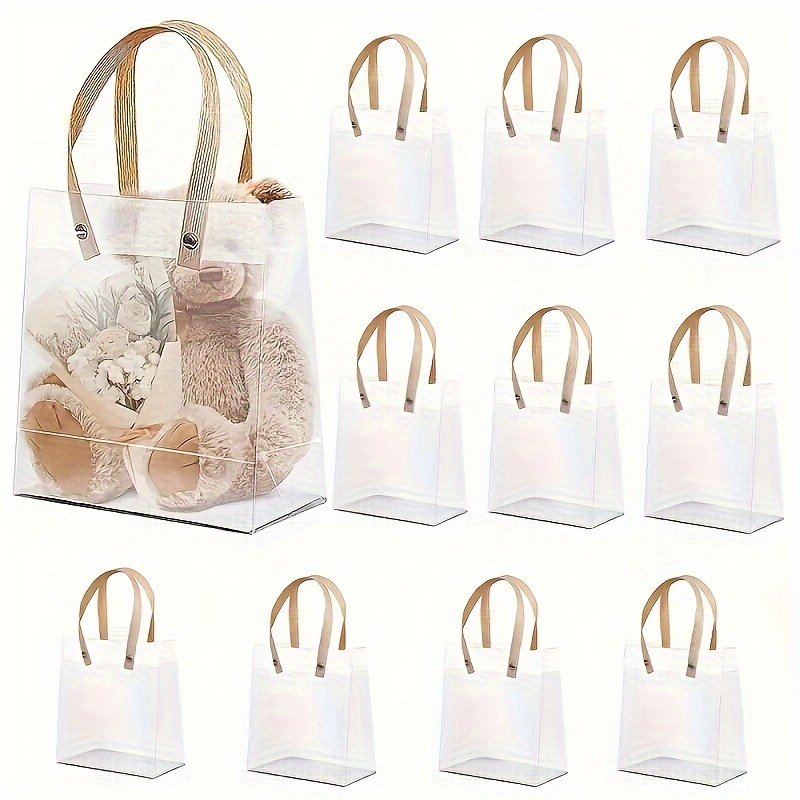 TEMU 20pcs Party Handbag Transparent Frosted Hand Gift Bag, Fashion Handbag