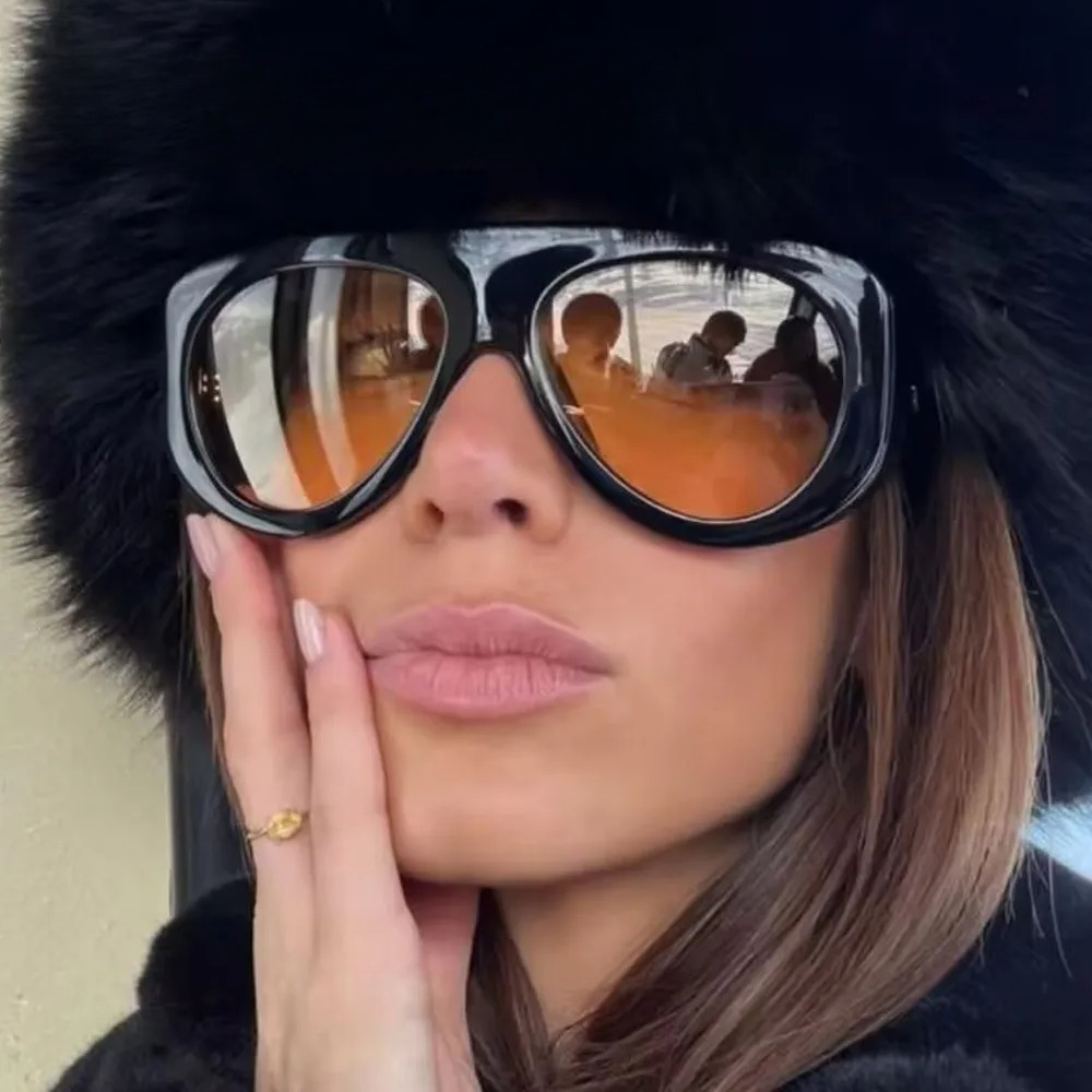 Retro Oversized Oval Gradient Fashion Glasses