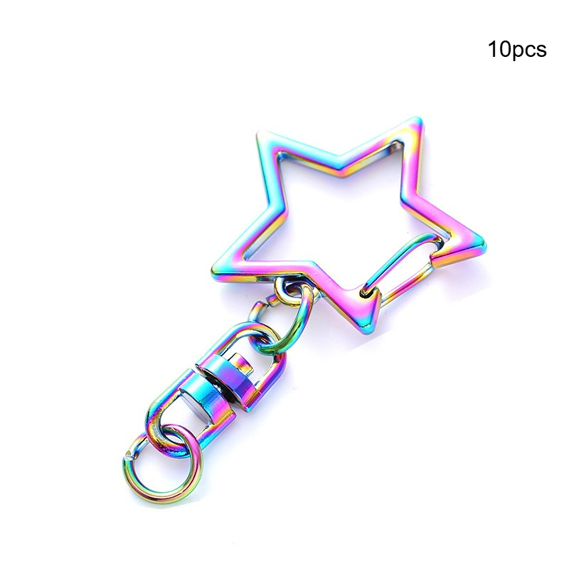 Image of 10pcs Colorful Star-shaped Keyring Making Kit - Durable Alloy Multicolored Clasps Rings Perfect For Crafts, Handmade Gifts, And Valentine's Day, Christmas, Halloween Gifts, And Party Keyring Making