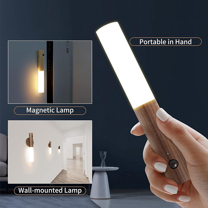 Detachable Magnetic Wooden LED Wall Sconce Night Light