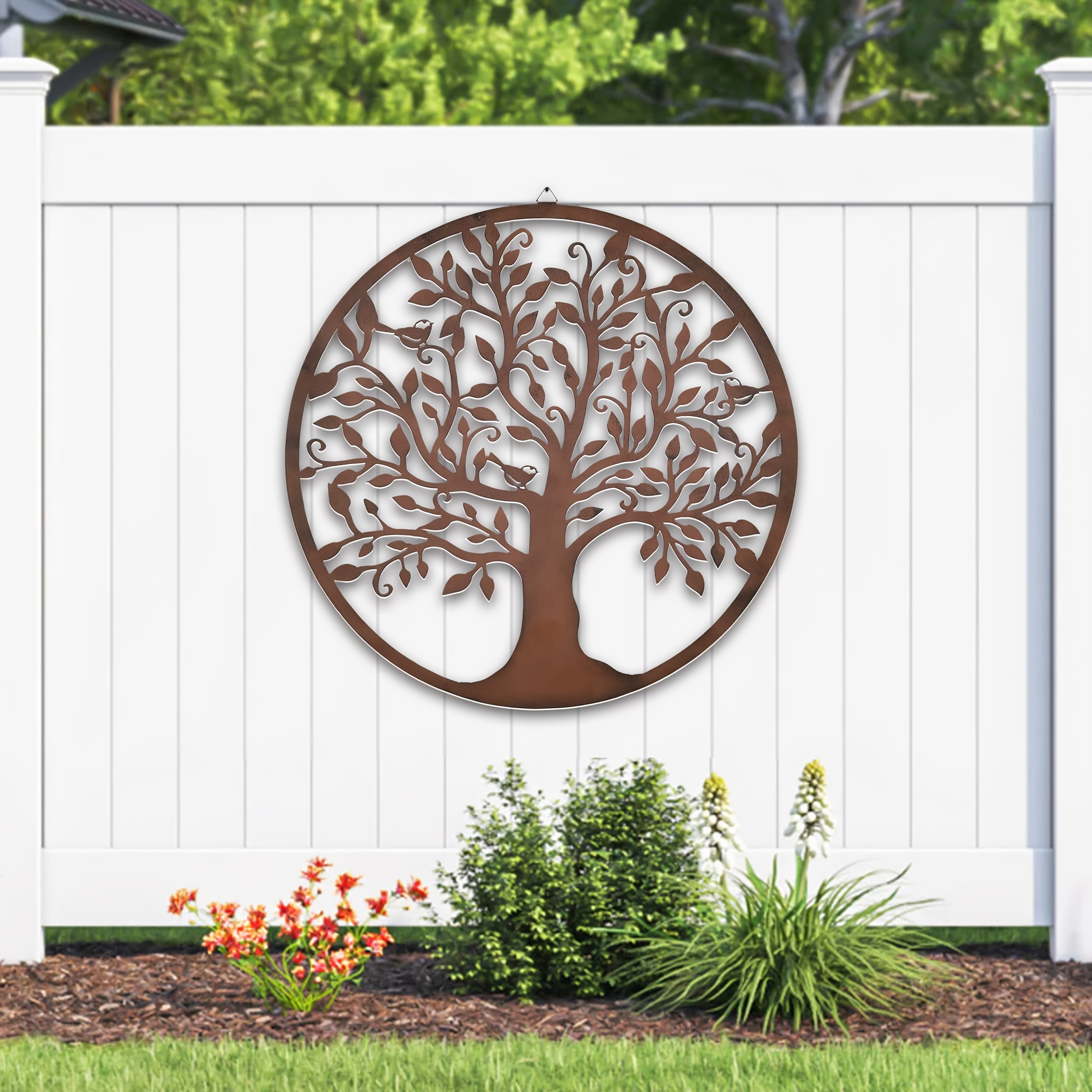 großes rustikales baum des lebens metall wandkunst - vintage-inspiriertes home & garden dekor, 48cm, wiederverwendbar, innen-/außenverwendung, metall outdoor dekor