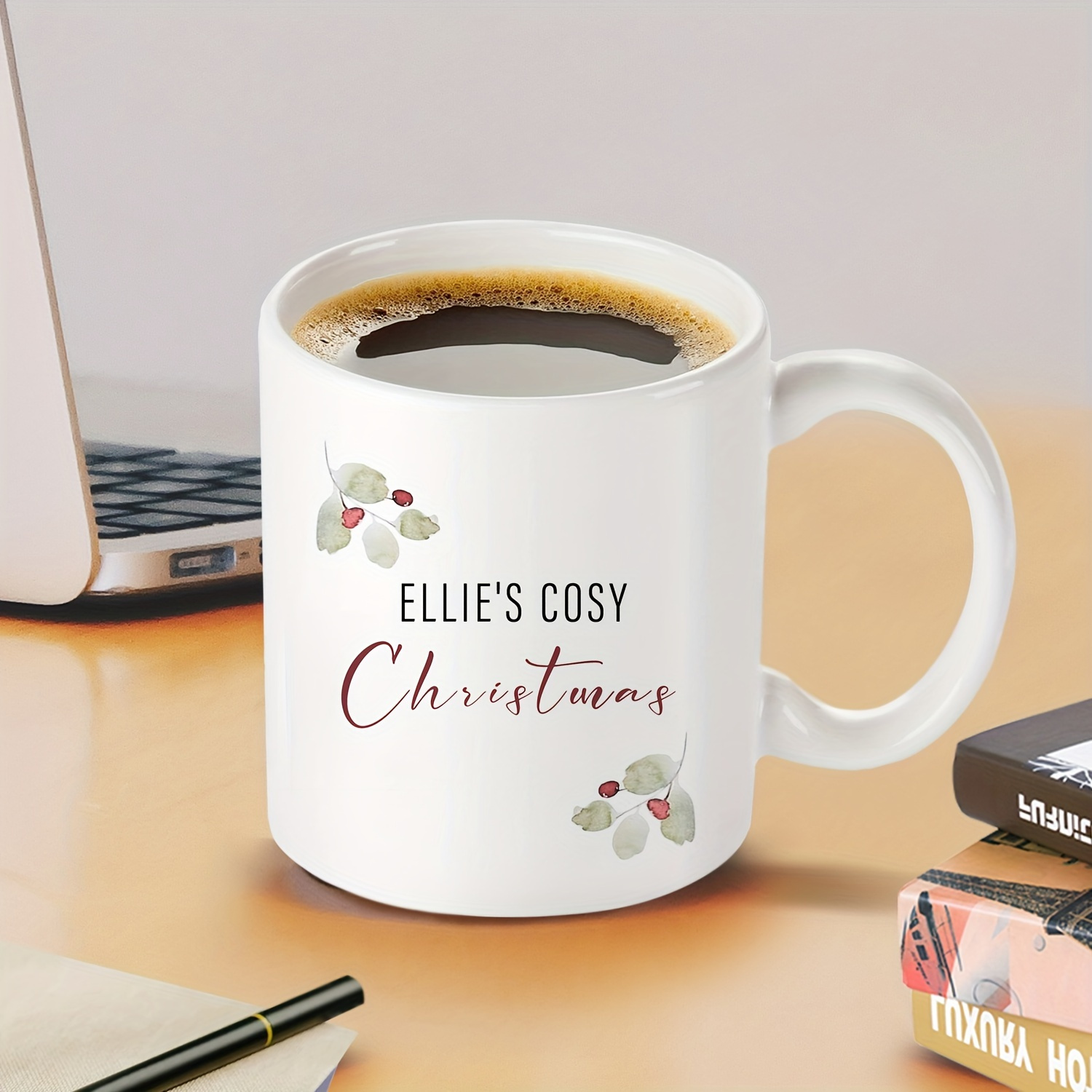 1pc   cozy christmas ceramic mug 11oz customized festive   design bpa free insulated coffee cup hand wash only reusable recyclable for home office party centerpieces housewarming gift multi holiday use halloween hanukkah christmas easter thanksgiving christmas mug holiday drinkware cursive font style bpafree material details 4