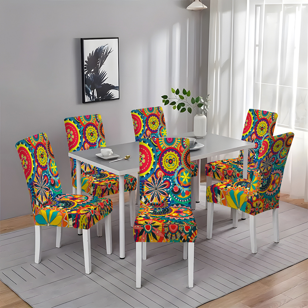 

2/4/6pcs Printed Chair Covers Holiday Decoration Full Set Table And Chair Covers Seamless Home Stool Covers