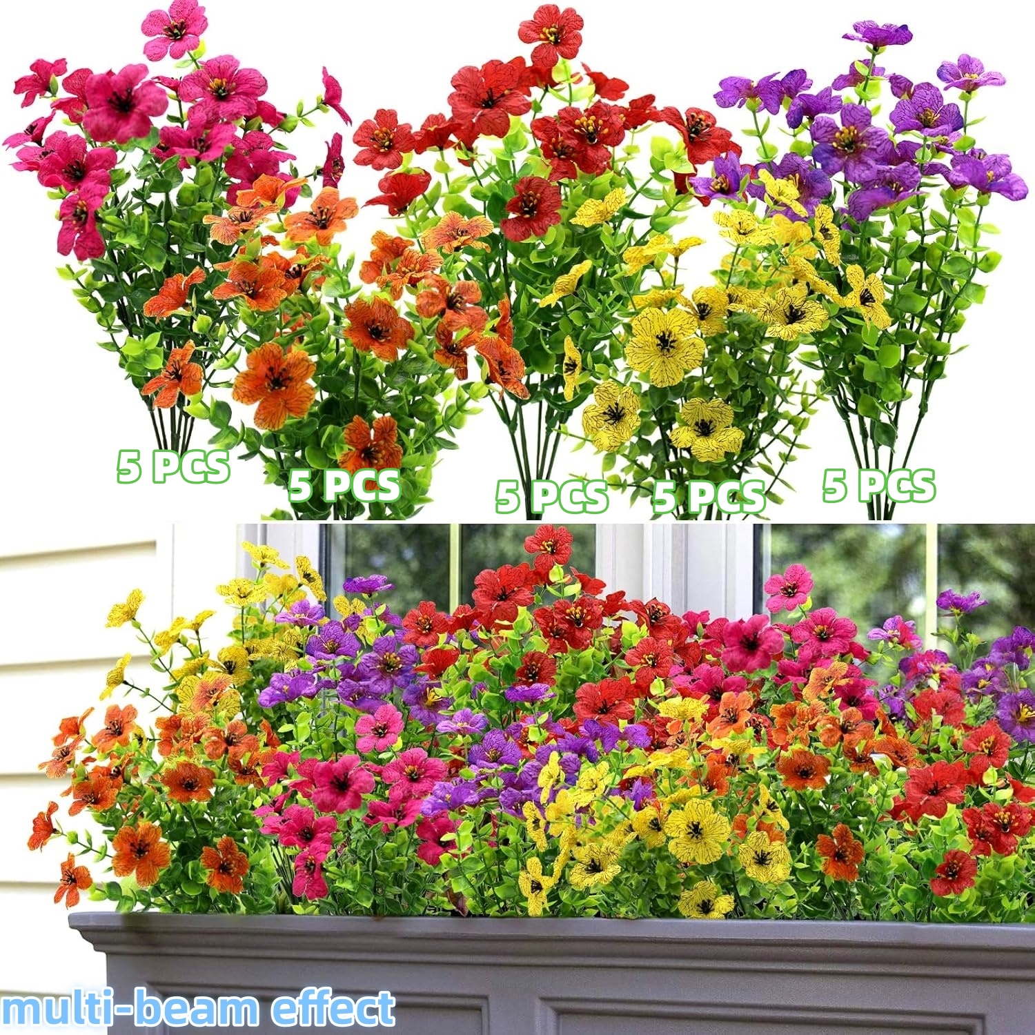 TEMU 25pcs (75 Flowers) Sharkbee Artificial Silk Daisy Flowers Suitable For Outdoor/ Realistic Uv-resistant Faux Plants, Uv Resistant Suitable For