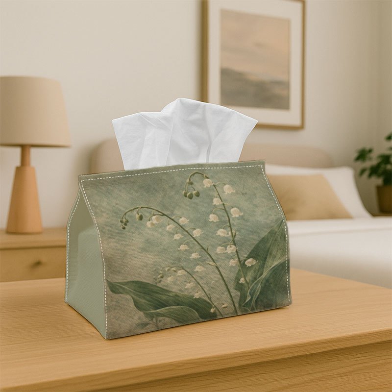 TEMU 1pc Versatile Tissue Holder Vintage Botanical Lily Of The Valley Fabric Multi Use Storage Organizer For Kitchen, Dining Table Decorative Napkin,