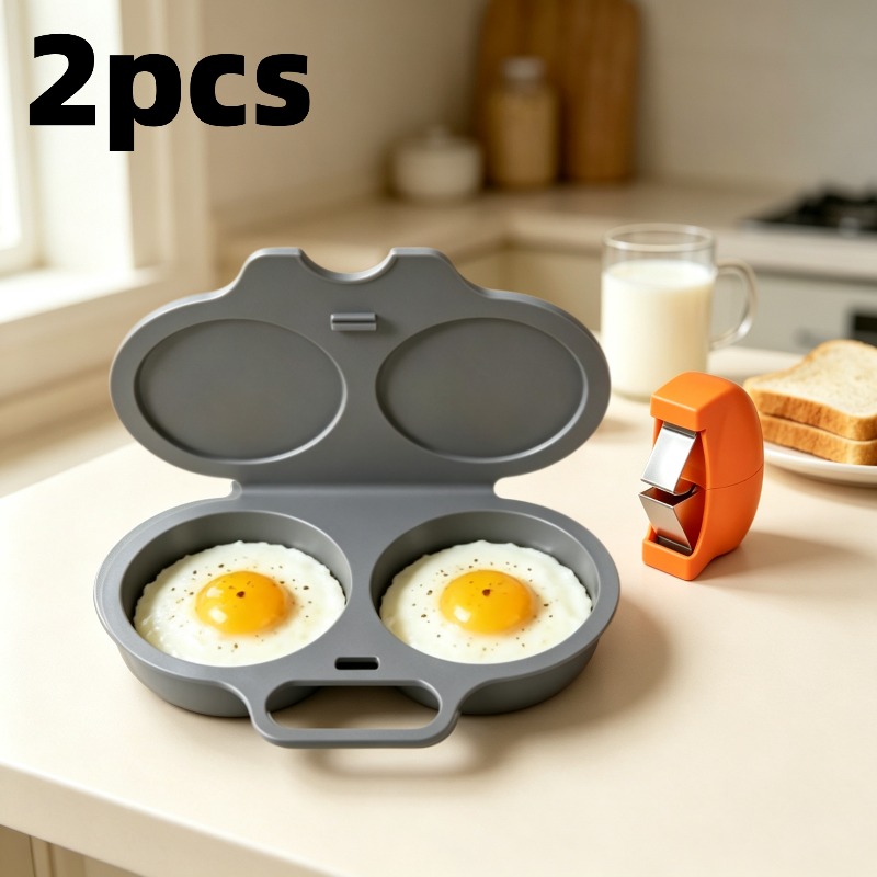 TEMU 2pcs Egg Tool Set, Handheld Egg Opener, No-dirty Hands Egg Separator, Steaming Plate And Opener, Double-plate Steamer, Sealed Lid, Easy To Clean