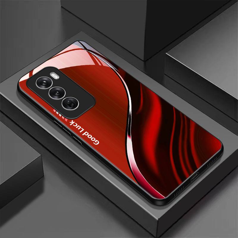 TEMU Tempered Glass Phone Case Suitable For Oppo Reno 12 5g Ultra-thin Hard Cover, Shockproof, Drop-resistant, Scratch-resistant With Pattern Bla050