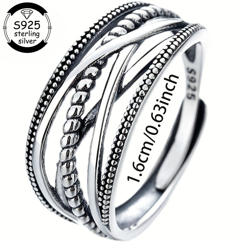 TEMU 1pc 925 Sterling Silvery Adjustable Ring, Perfect For Summer Beach Weddings, Casual Attire, Weddings, Beach Vacations, Ramadan, And Gifts