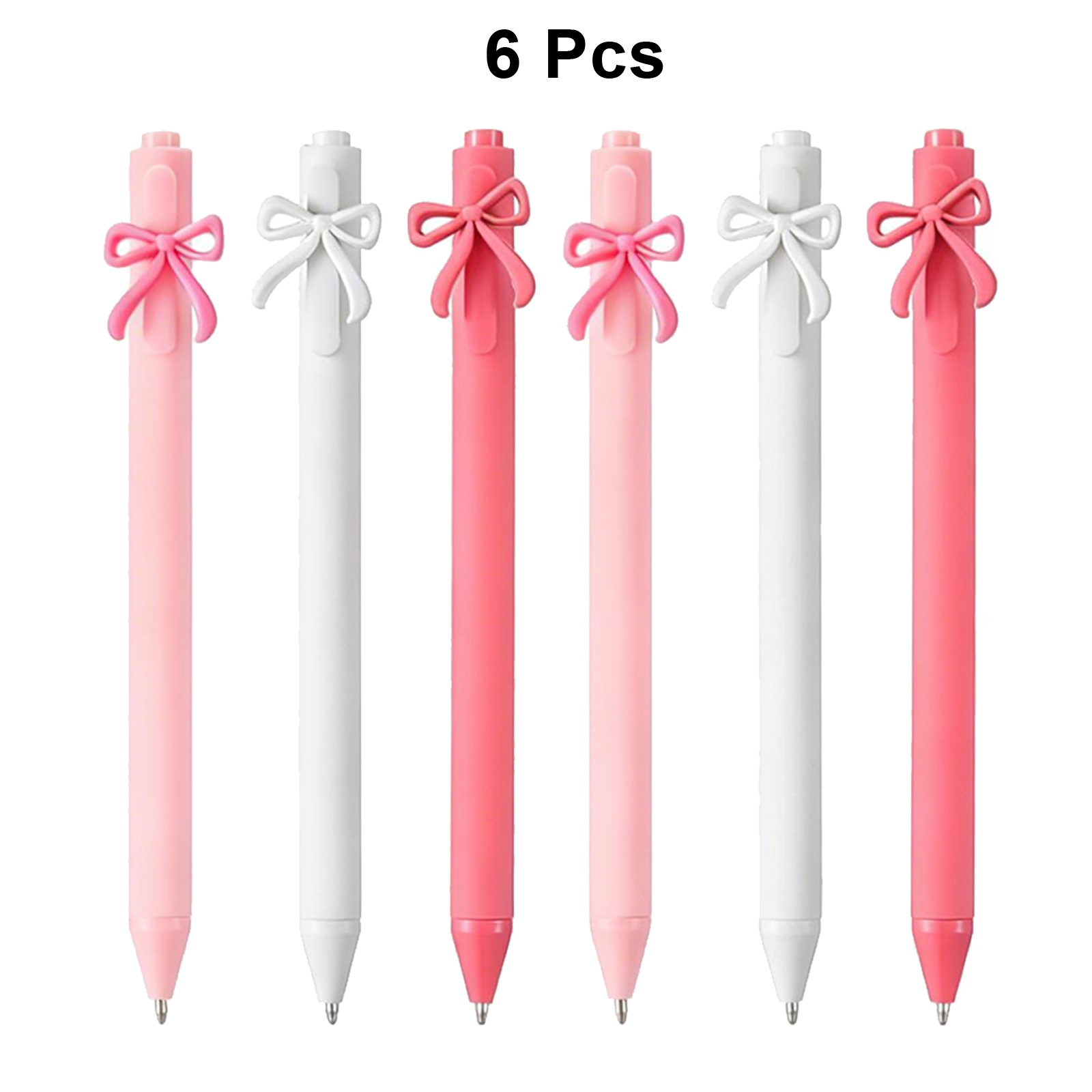 Image of 6/12/18pcs Bow Pen Retractable Ballpoint Pen Black Ink Pen Bow Party Gift Perfect For Girls' Birthday Parties, Office Supplies, Valentine's Day Gifts