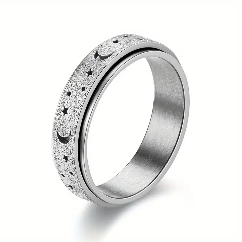 stainless steel rotating rings for women hollow star and durable everyday jewelry or gift golden plated rotating rings durable ring Product details 7