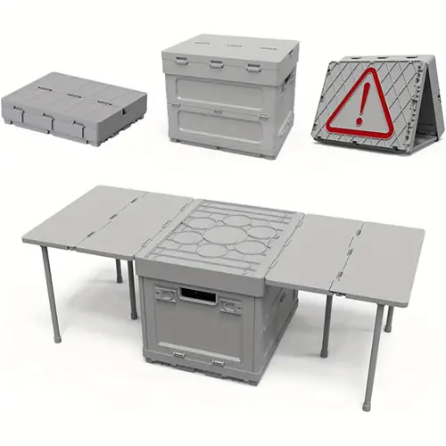 1pc americana style 3 in 1 folding storage box with table pvc collapsible bin with parking warning sign multifunctional foldable container for outdoor picnic home use outdoor storage solution americana secure closure