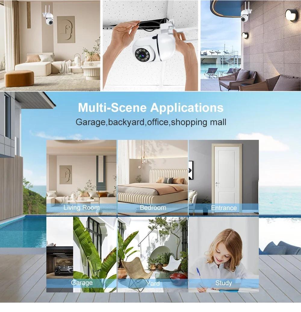 Mini Security Video Surveillance with 64GB Storage Card, Network PTZ Camera, 360 Degree PTZ Panoramic IP Camera, 2.4G Network Camera System, Two-way Audio And Motion Detection, Sound And Light Active Defense Alarm Notification, APP Remote Control Bab details 6